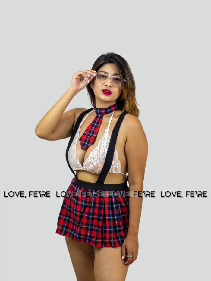 Tartan Print School Girl Costume Set - Image 2
