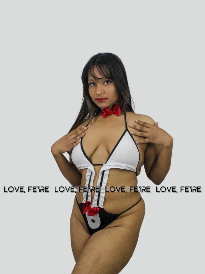 Frill Trim Nurse Costume Teddy Bodysuit With Hair Hoop