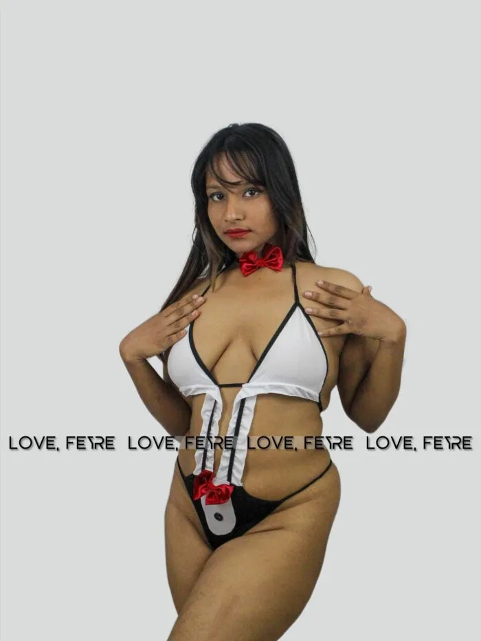 Frill Trim Nurse Costume Teddy Bodysuit With Hair Hoop