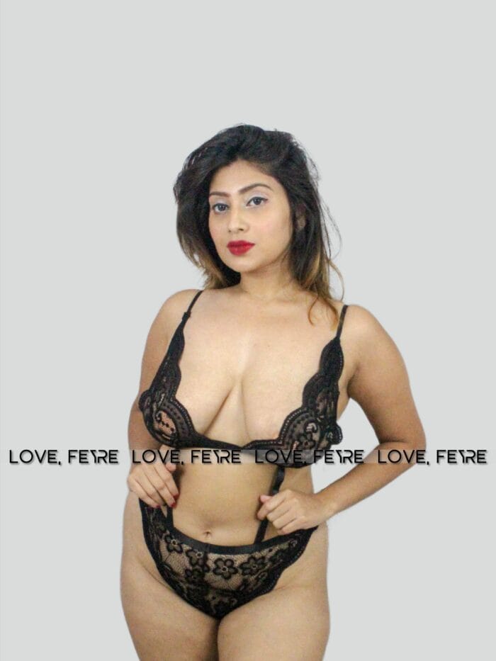 Floral Lace Harness Lingerie Set
