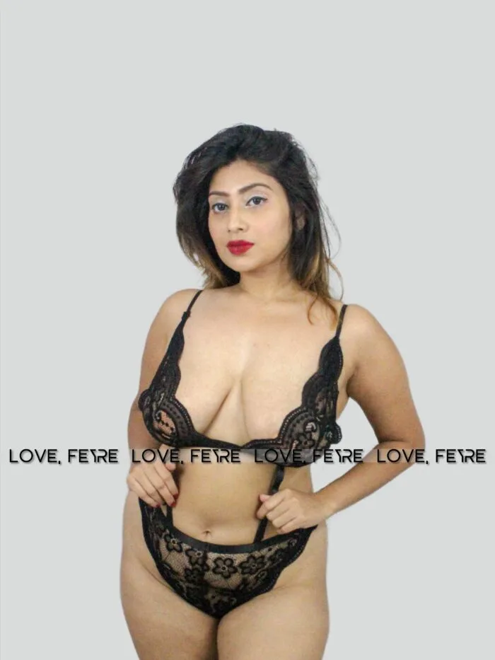 Floral Lace Harness Lingerie Set