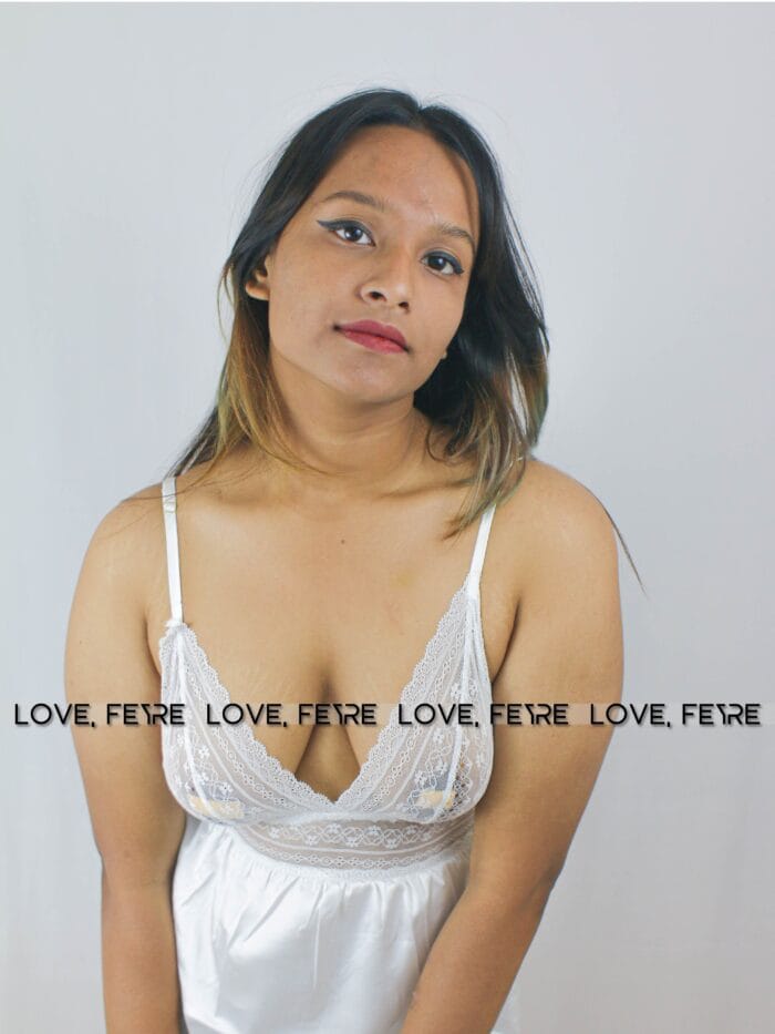 Lace Trim Split Thigh Nightgown