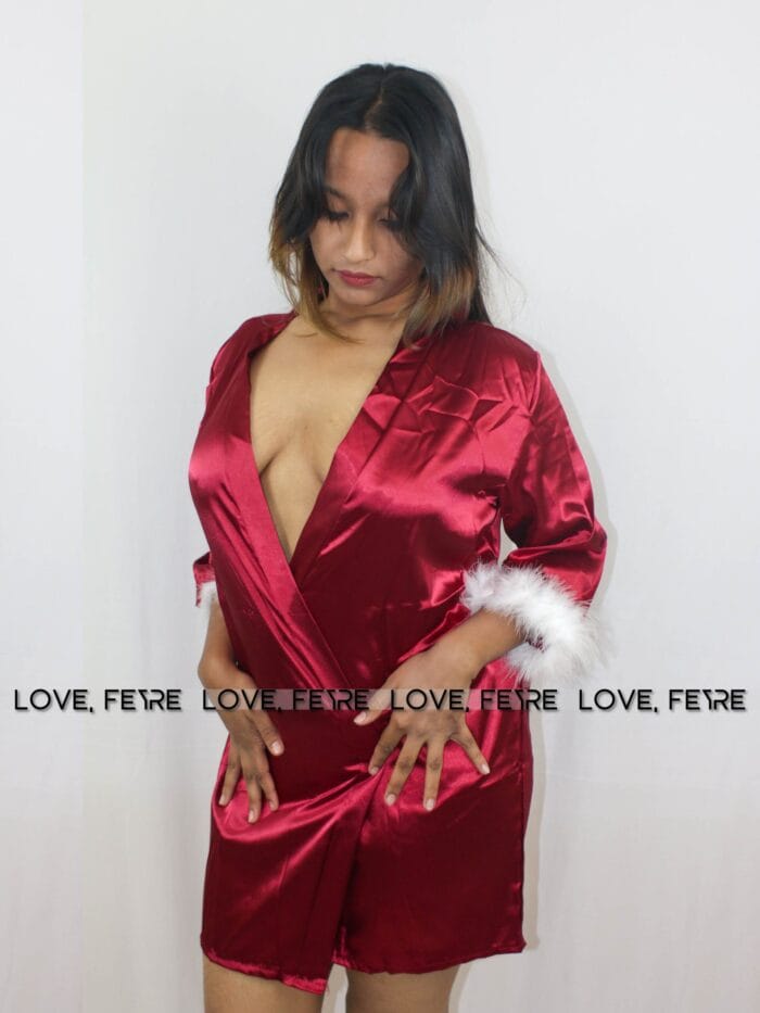Drop Shoulder Belted Satin Lounge Robe - Image 4