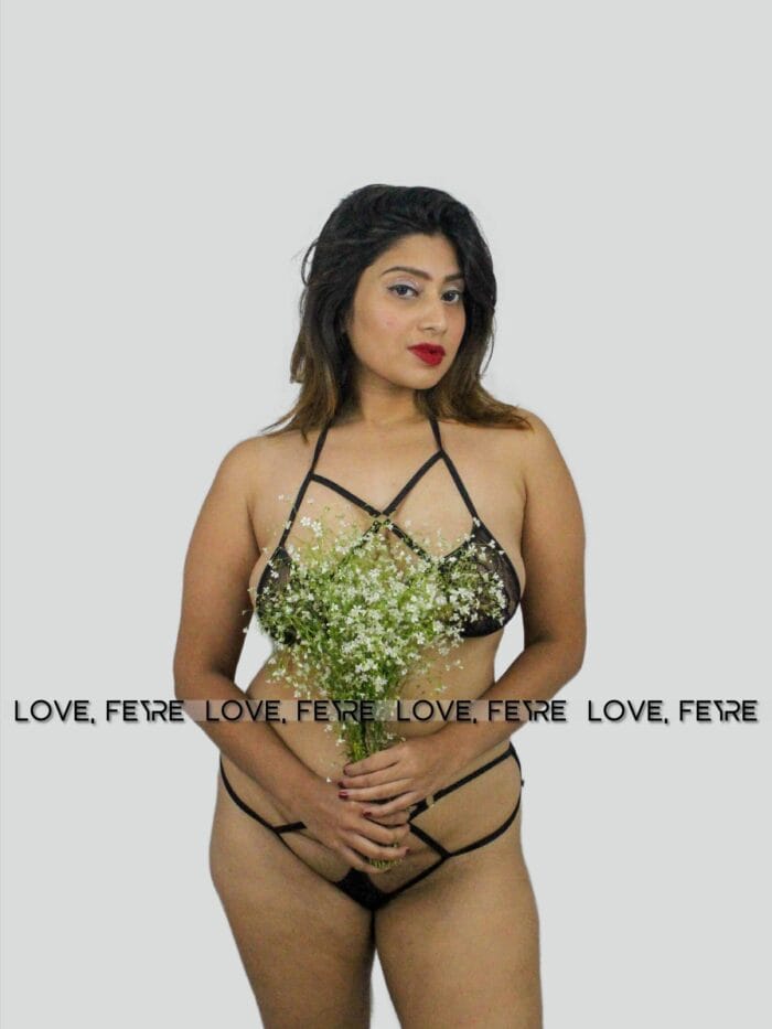 Floral Mesh Cut-out Lingerie Set