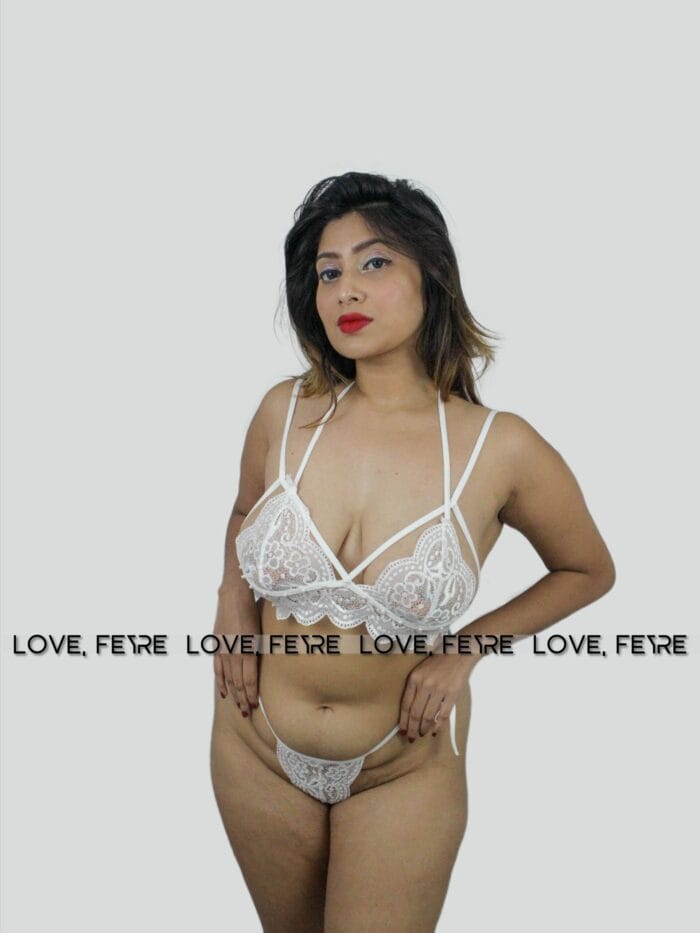 Floral Lace Harness Lingerie Set