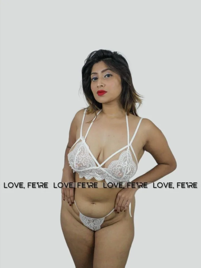 Floral Lace Harness Lingerie Set