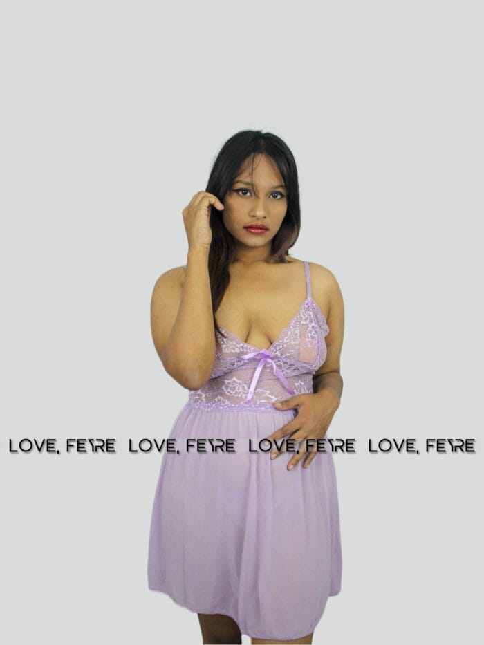 Lace Bow Front Mesh Cami Nightgown