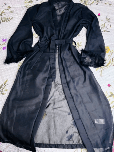 Fuzzy Cuff Belted Mesh Sleep Robe photo review