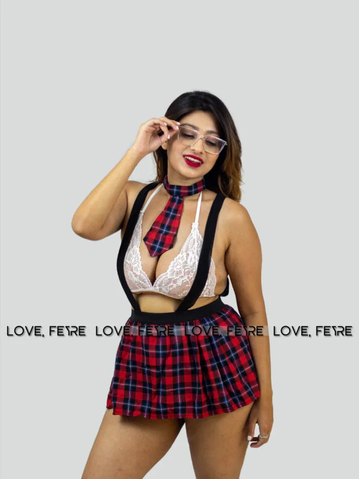 Tartan Print School Girl Costume Set - Image 4