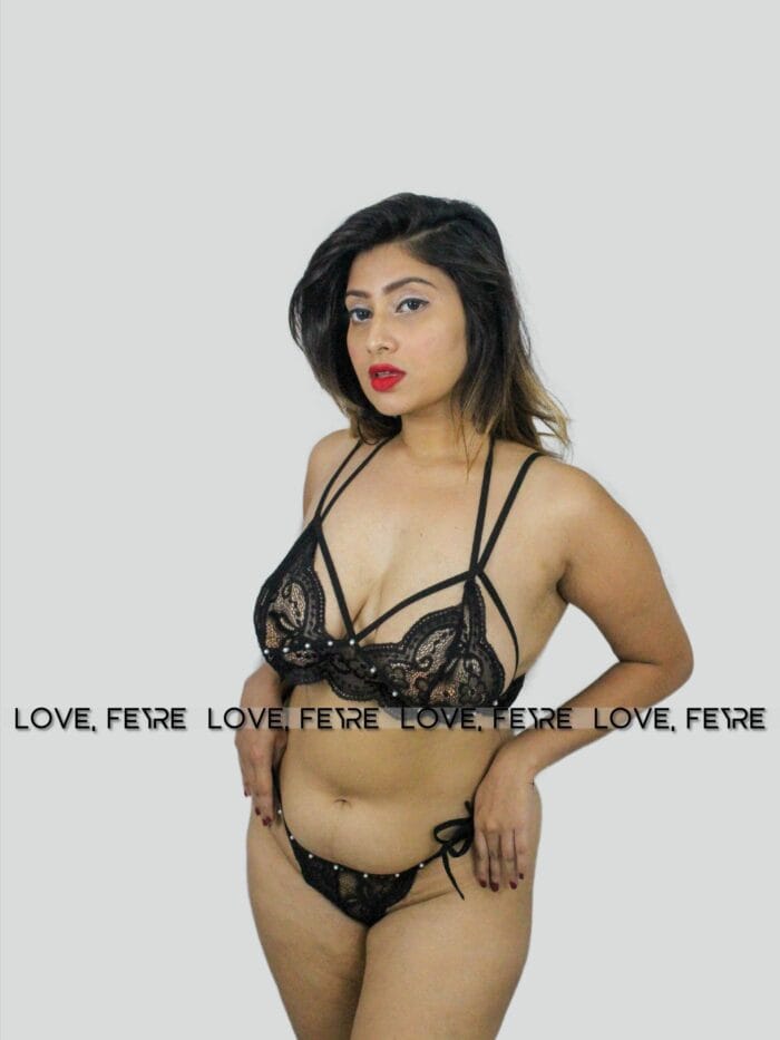 Floral Lace Harness Lingerie Set - Image 2