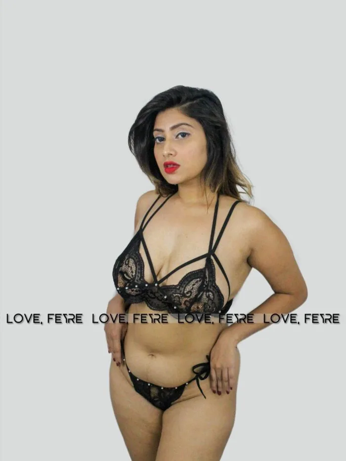 Floral Lace Harness Lingerie Set - Image 2