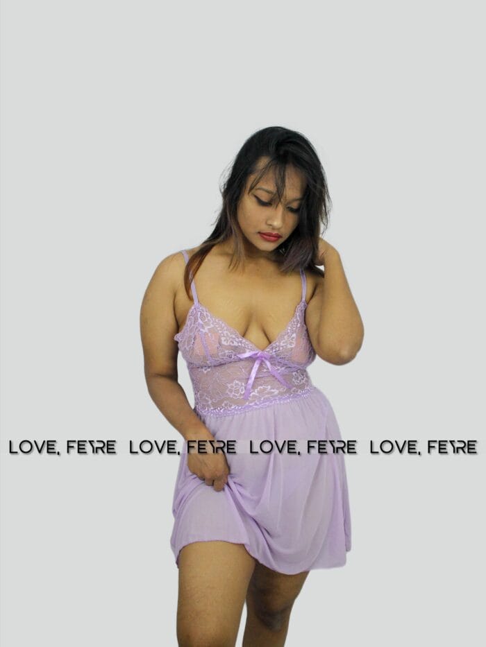 Lace Bow Front Mesh Cami Nightgown - Image 2