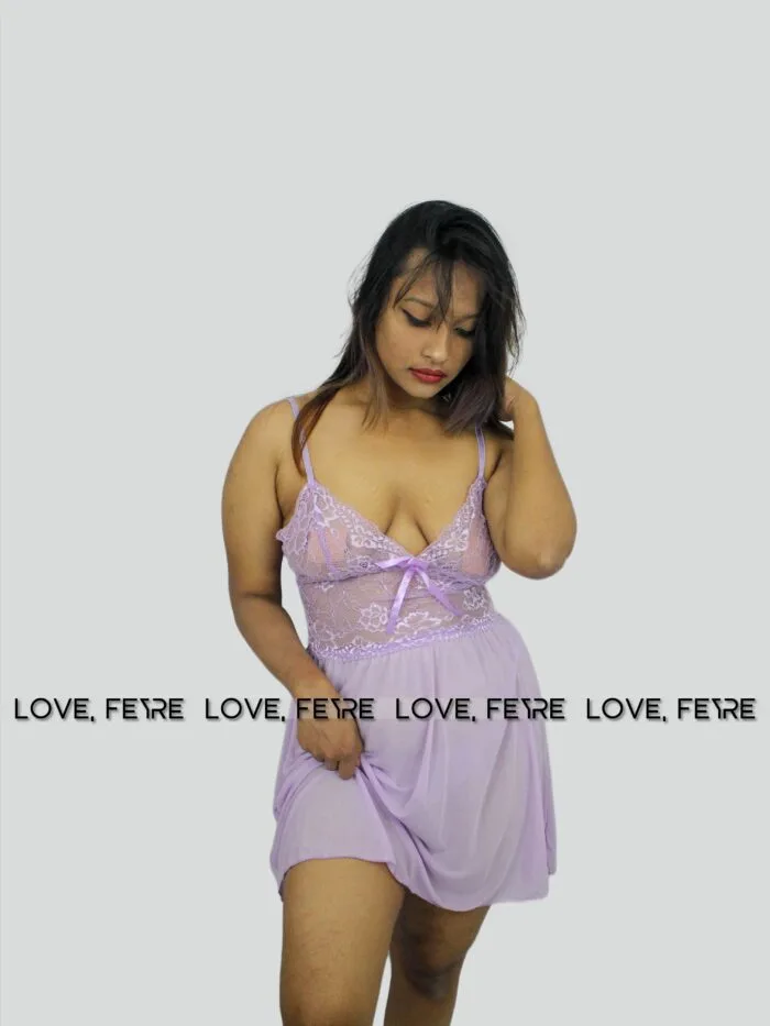 Lace Bow Front Mesh Cami Nightgown - Image 2