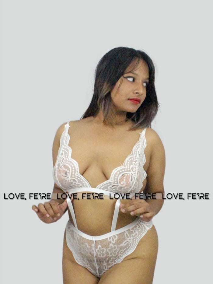 Floral Lace Harness Lingerie Set - Image 3