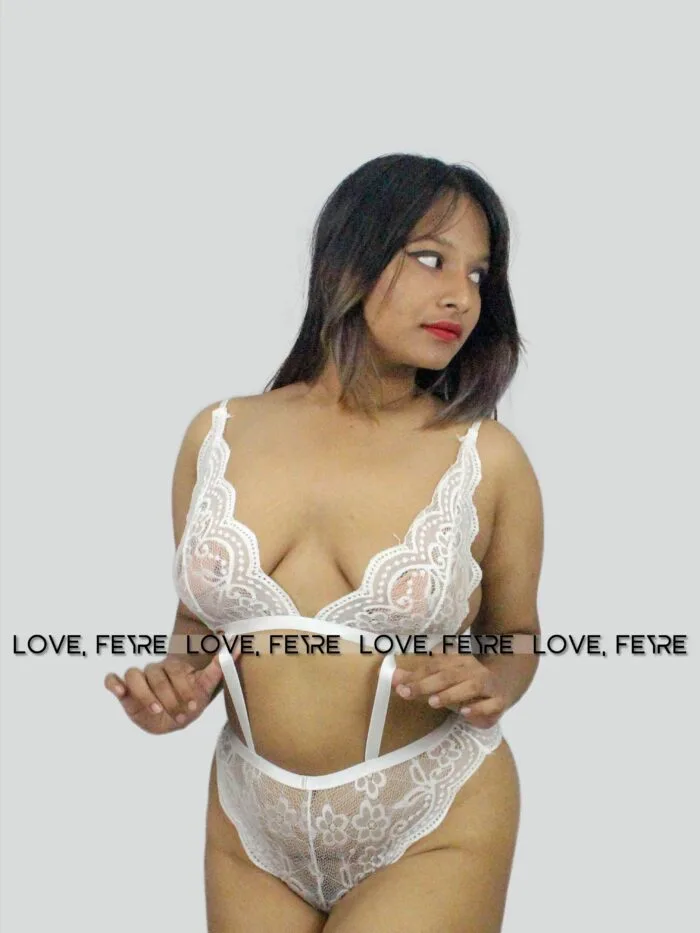 Floral Lace Harness Lingerie Set - Image 3