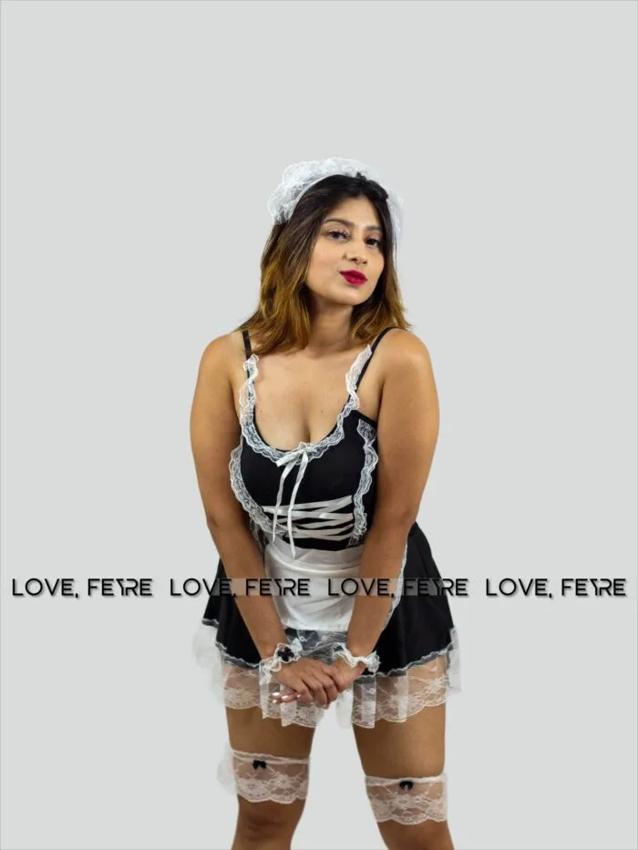 Lace Trim Maid Costume Dress With Apron