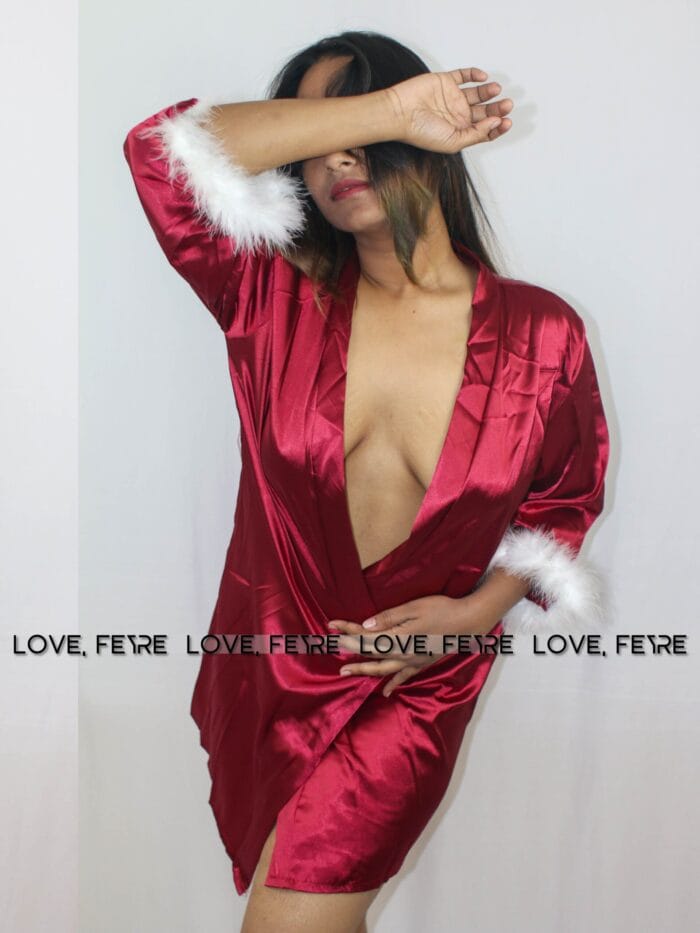 Drop Shoulder Belted Satin Lounge Robe - Image 5