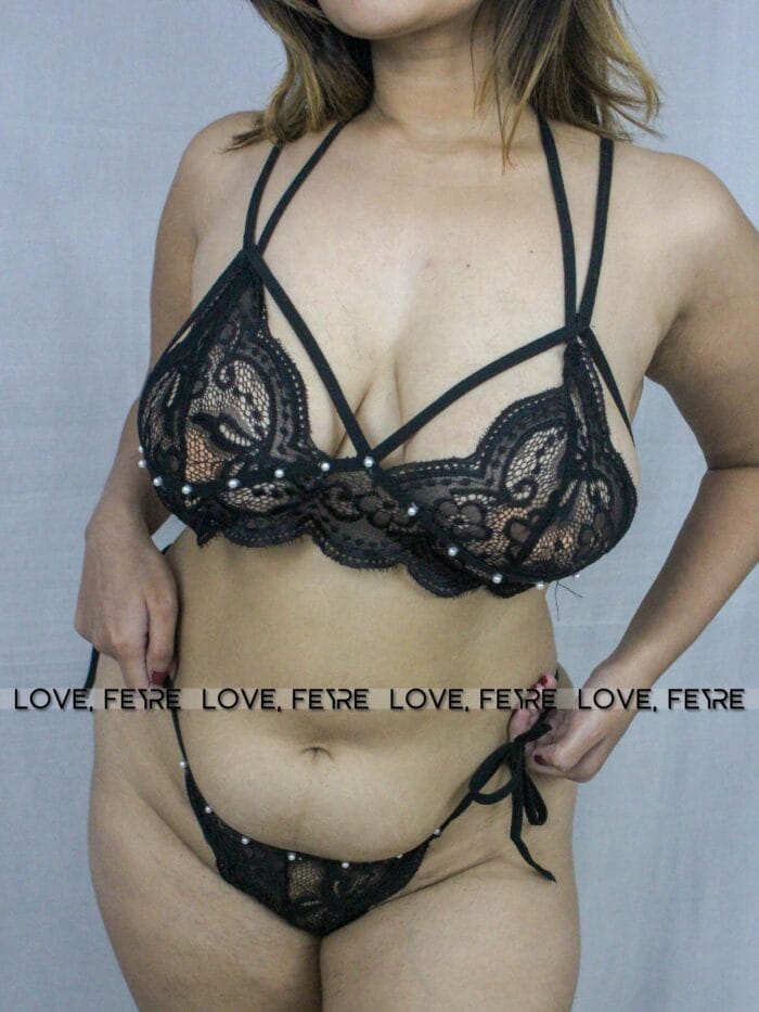 Floral Lace Harness Lingerie Set - Image 3