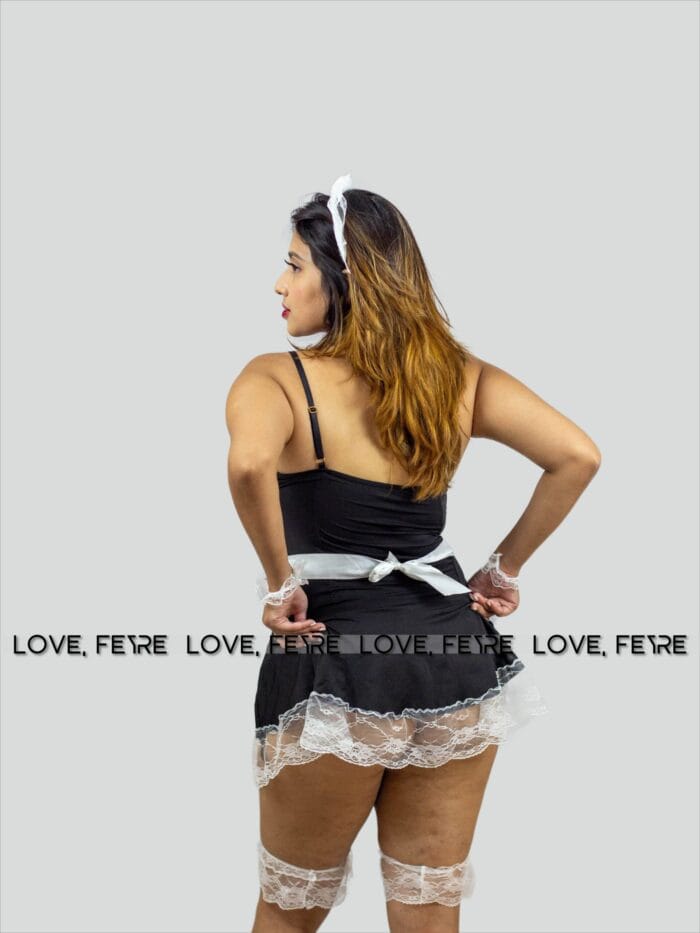 Lace Trim Maid Costume Dress With Apron - Image 4