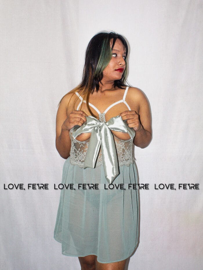 Open Front Bow Lace Trim Cami Nightgown - Image 6