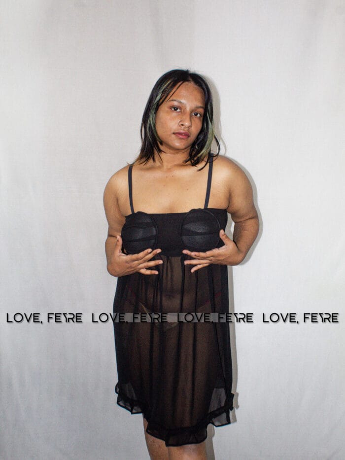 Mesh Ruffle Hem Padded Cami Nightgown - Image 3