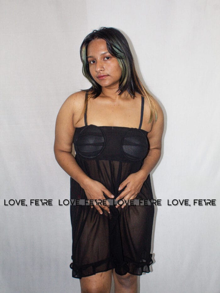 Mesh Ruffle Hem Padded Cami Nightgown - Image 6