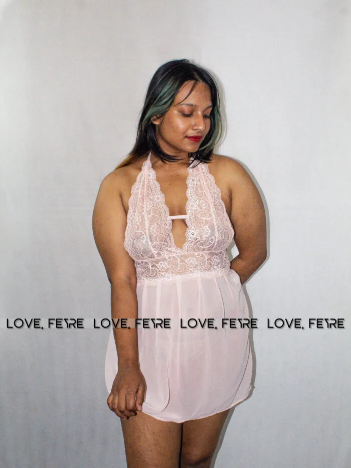 Contrast Lace Mesh Cami Nightgown - Image 6