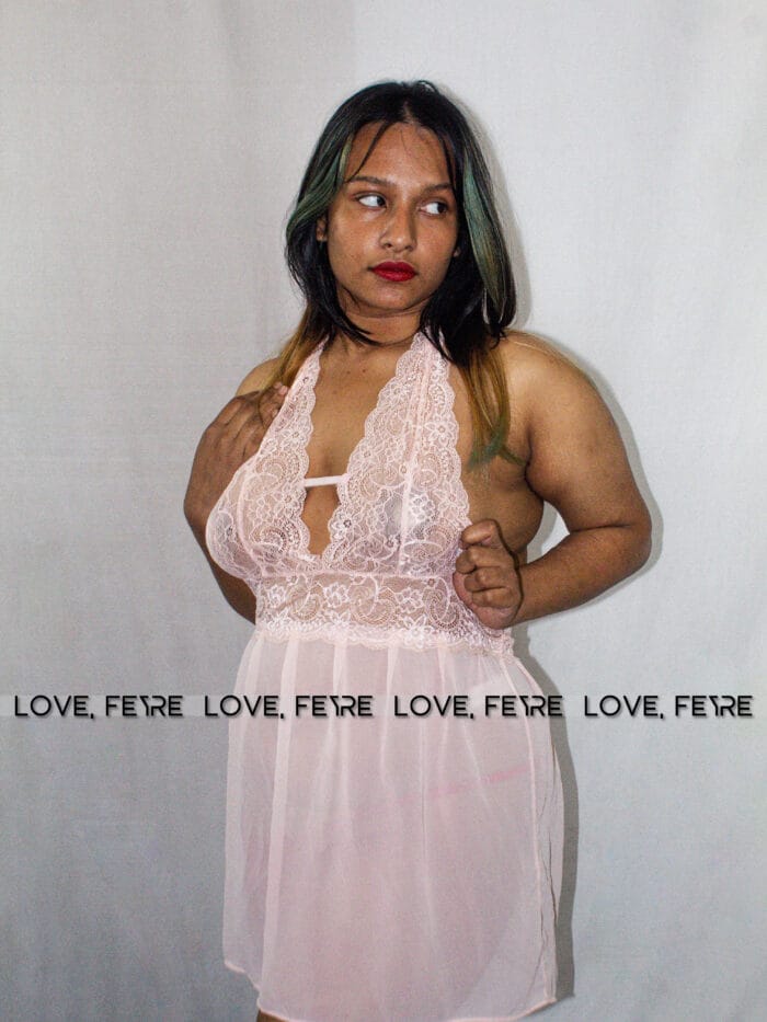 Contrast Lace Mesh Cami Nightgown - Image 8