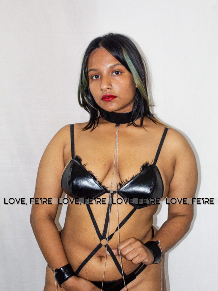 Chain Linked PU Leather Harness Lingerie Set - Image 2
