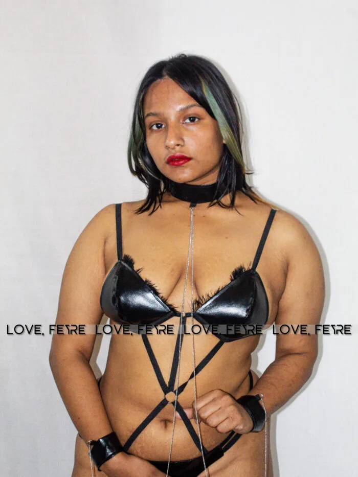 Chain Linked PU Leather Harness Lingerie Set - Image 2