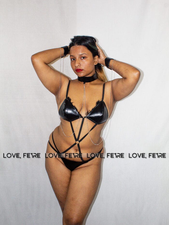Chain Linked PU Leather Harness Lingerie Set - Image 3