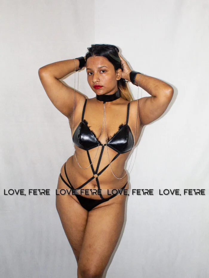 Chain Linked PU Leather Harness Lingerie Set - Image 3