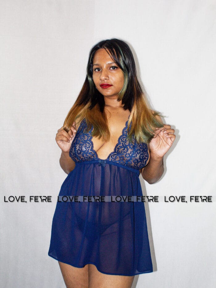 Contrasted Lace Mesh Cami Nightgown