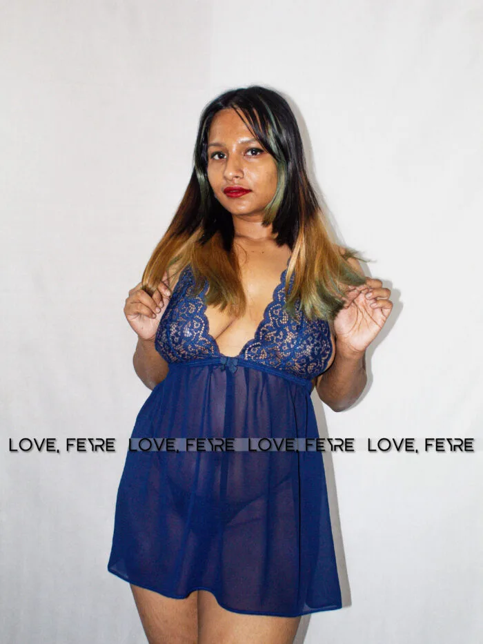 Contrasted Lace Mesh Cami Nightgown