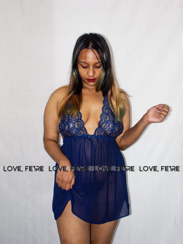 Contrasted Lace Mesh Cami Nightgown - Image 3