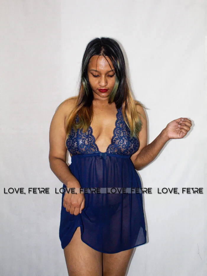Contrasted Lace Mesh Cami Nightgown - Image 3