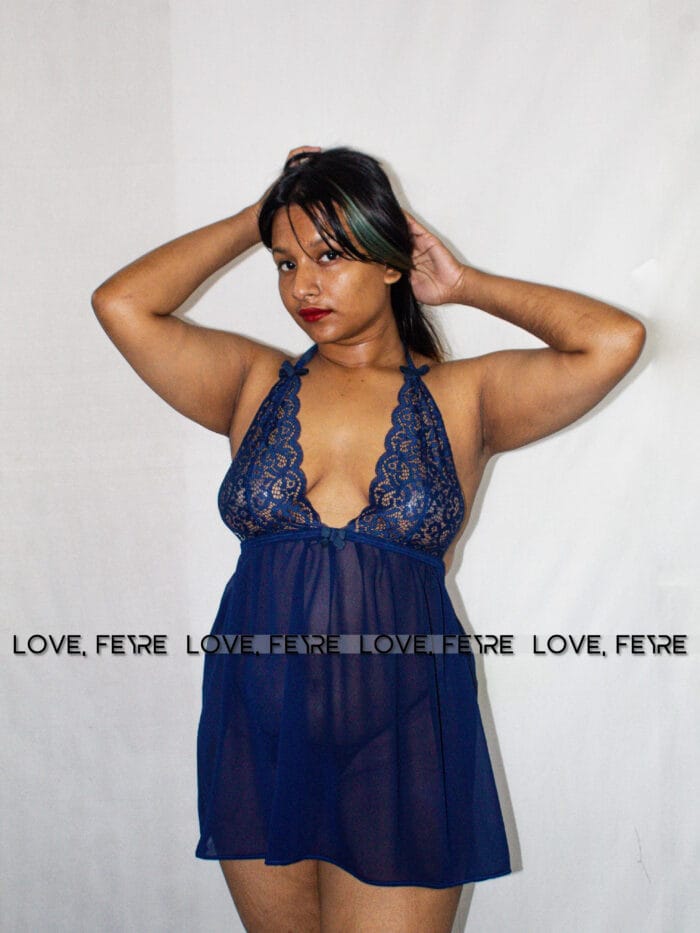 Contrasted Lace Mesh Cami Nightgown - Image 4