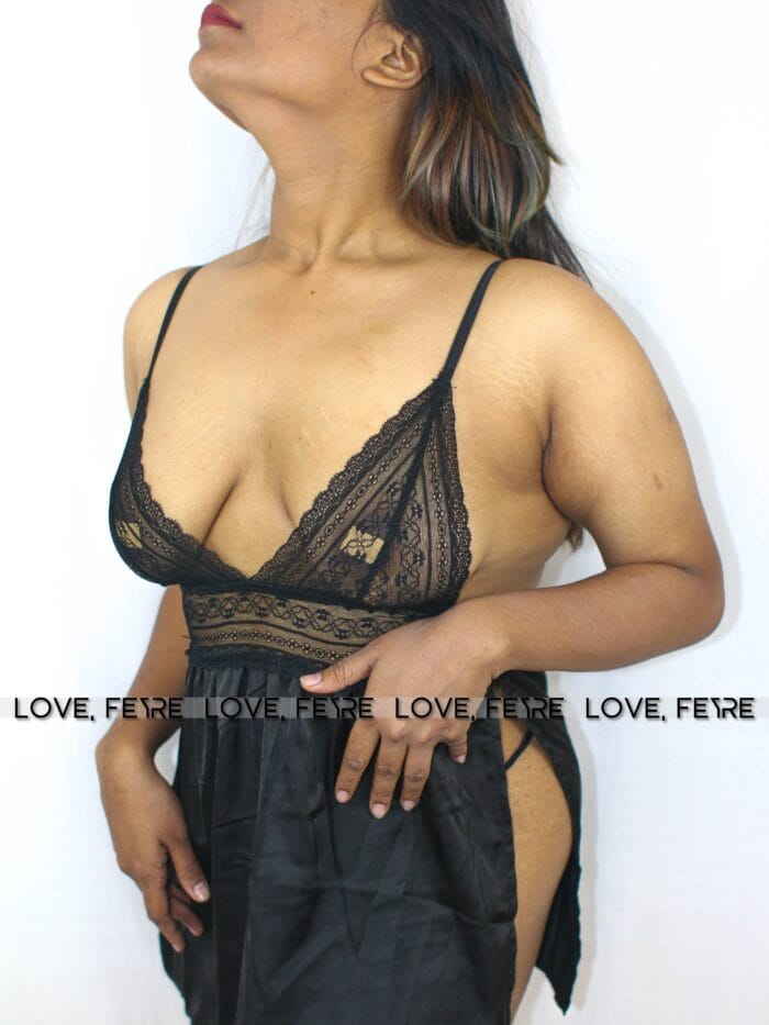 Lace Trim Split Thigh Nightgown - Image 5