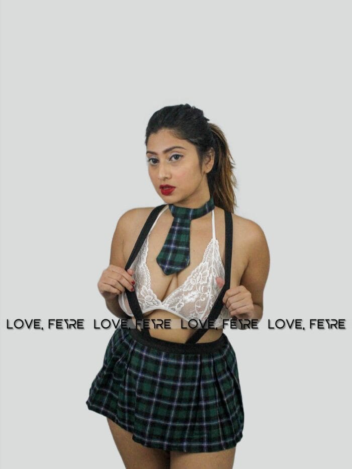 Tartan Print School Girl Costume Set - Image 3