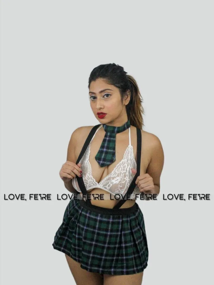 Tartan Print School Girl Costume Set - Image 3