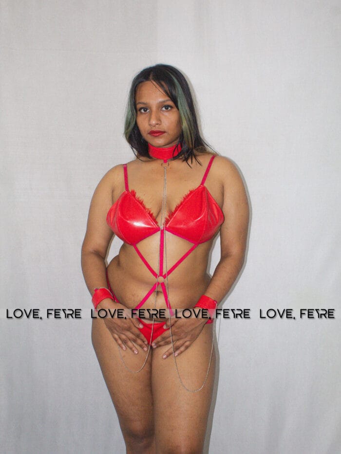 Chain Linked PU Leather Harness Lingerie Set