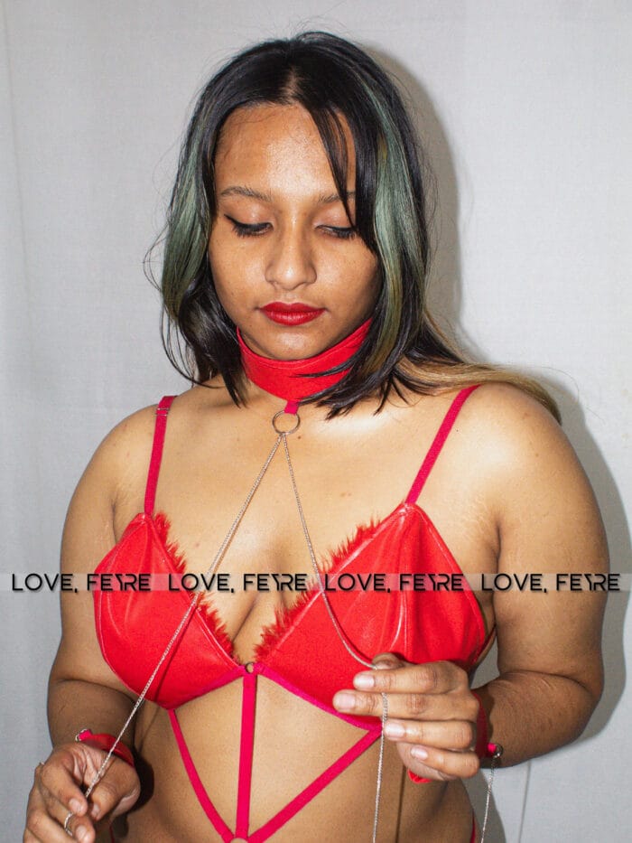 Chain Linked PU Leather Harness Lingerie Set - Image 2