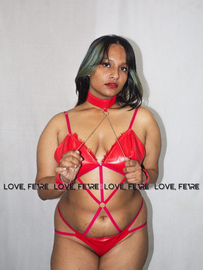 Chain Linked PU Leather Harness Lingerie Set - Image 3