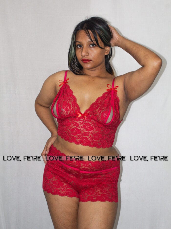 Contrast Lace Trim Cami Top & Shorts Set - Image 4