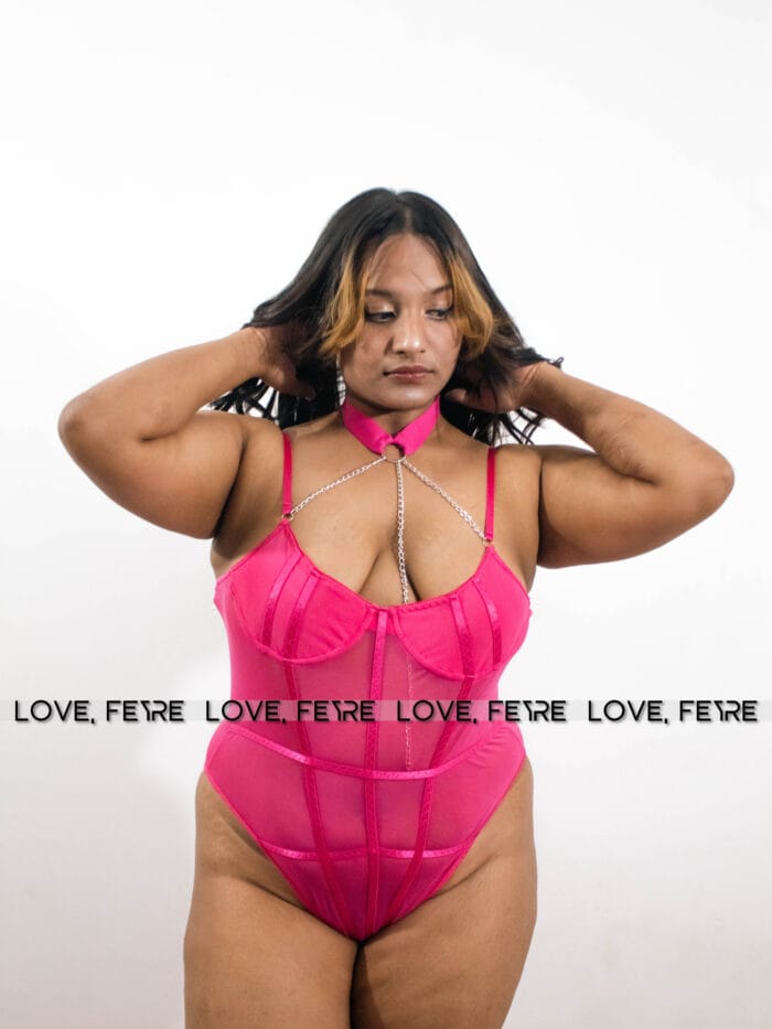 Mesh Strappy Underwire Corset Bodysuit - Image 5
