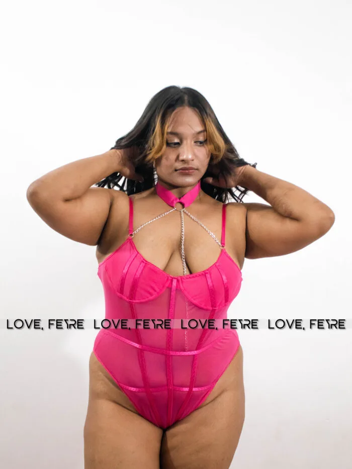 Mesh Strappy Underwire Corset Bodysuit - Image 5