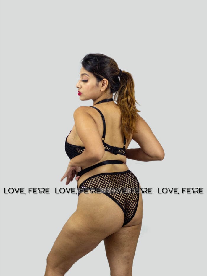Hollow Out Mesh Halter One Piece Bodysuit - Image 2